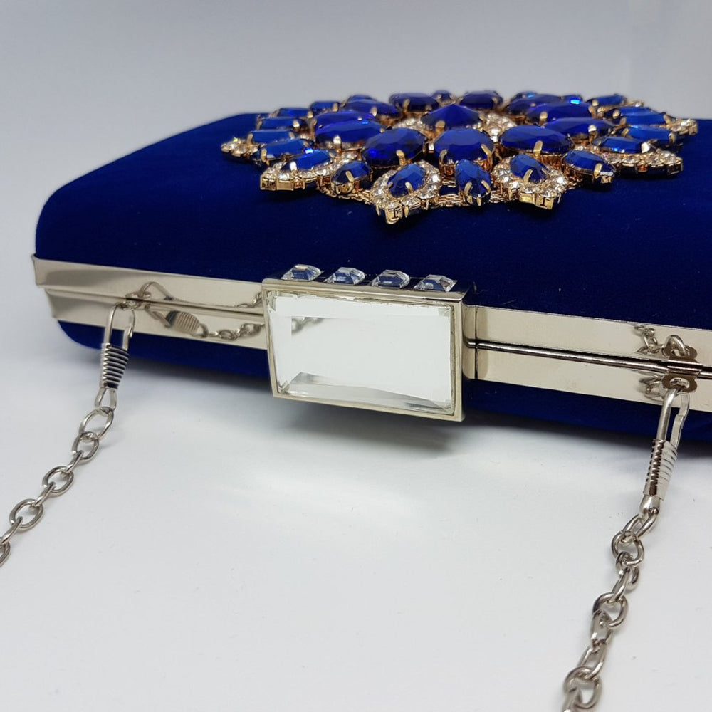 Royal blue suede clutch bag clearance