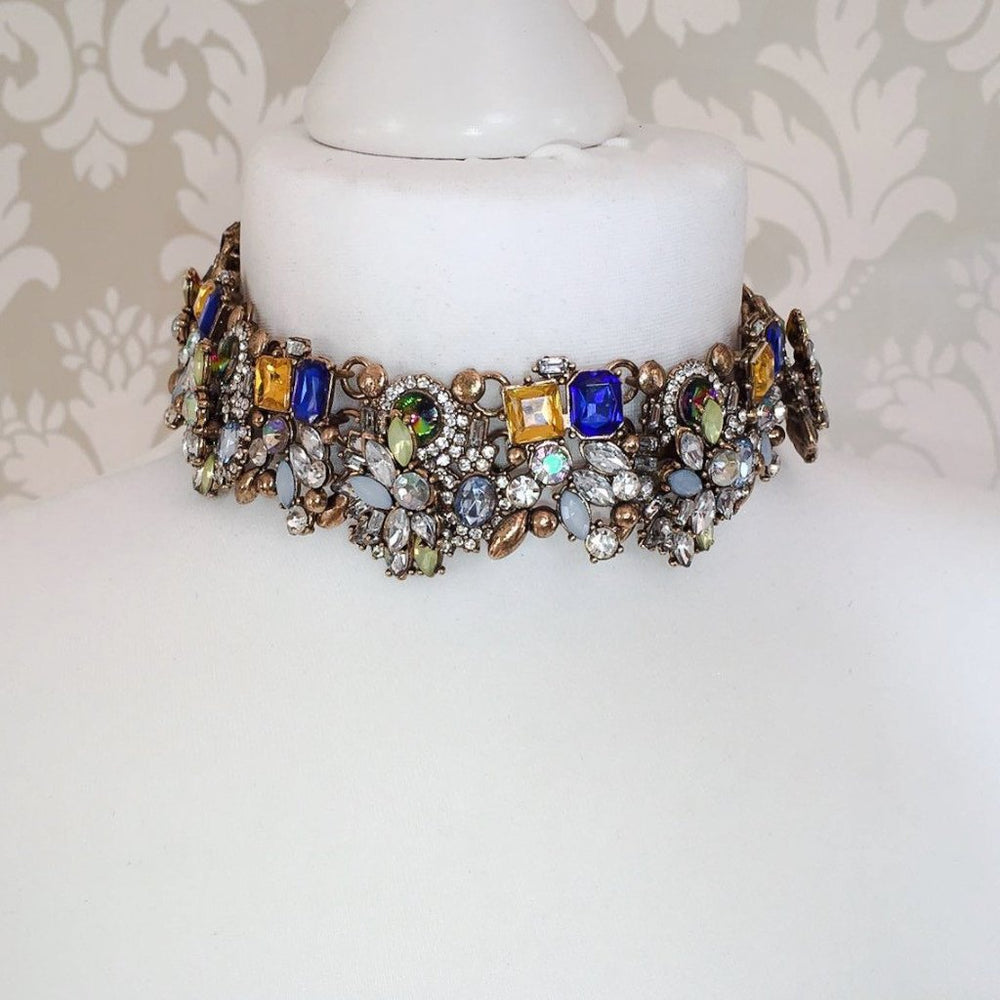 multicoloured statement choker necklace