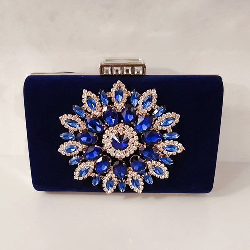 Royal Blue velvet clutch bag for women