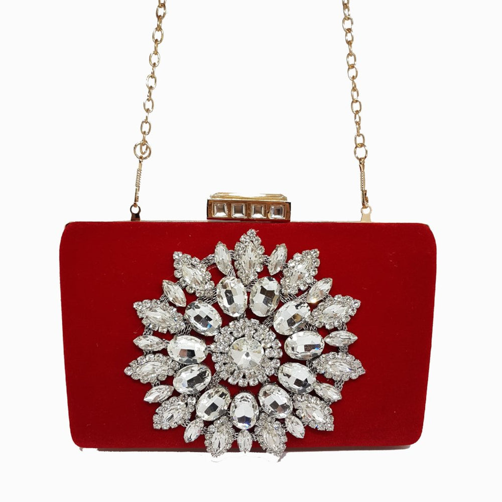 Red rhinestone best sale clutch