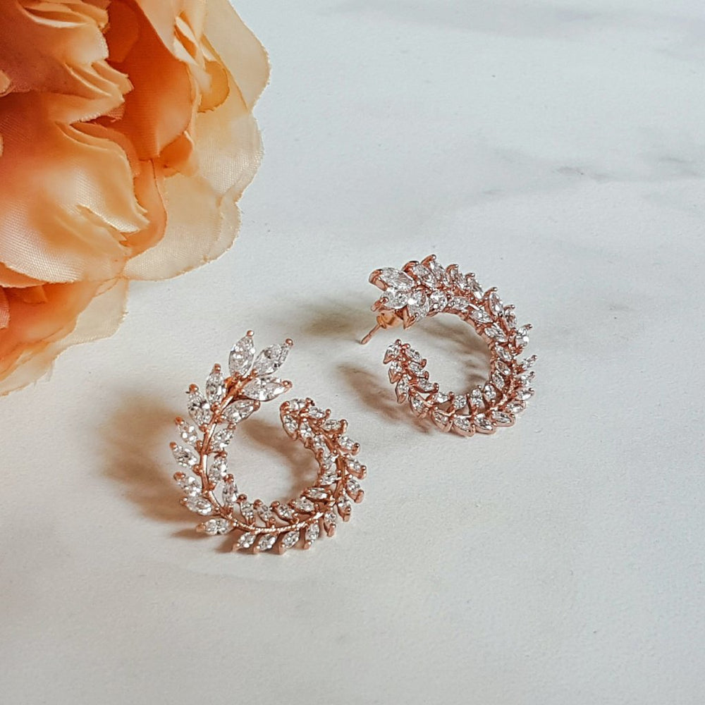 Rose gold crystal earrings for women's gift