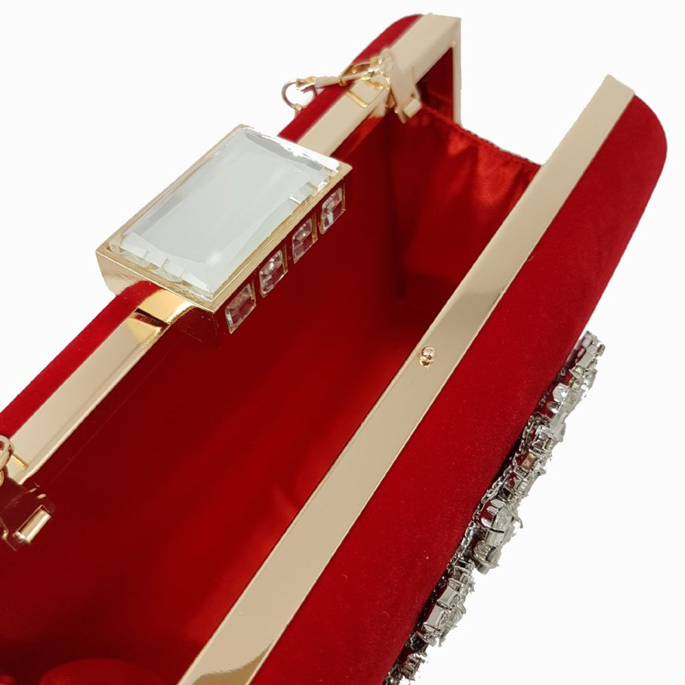 Dark red deals suede clutch bag