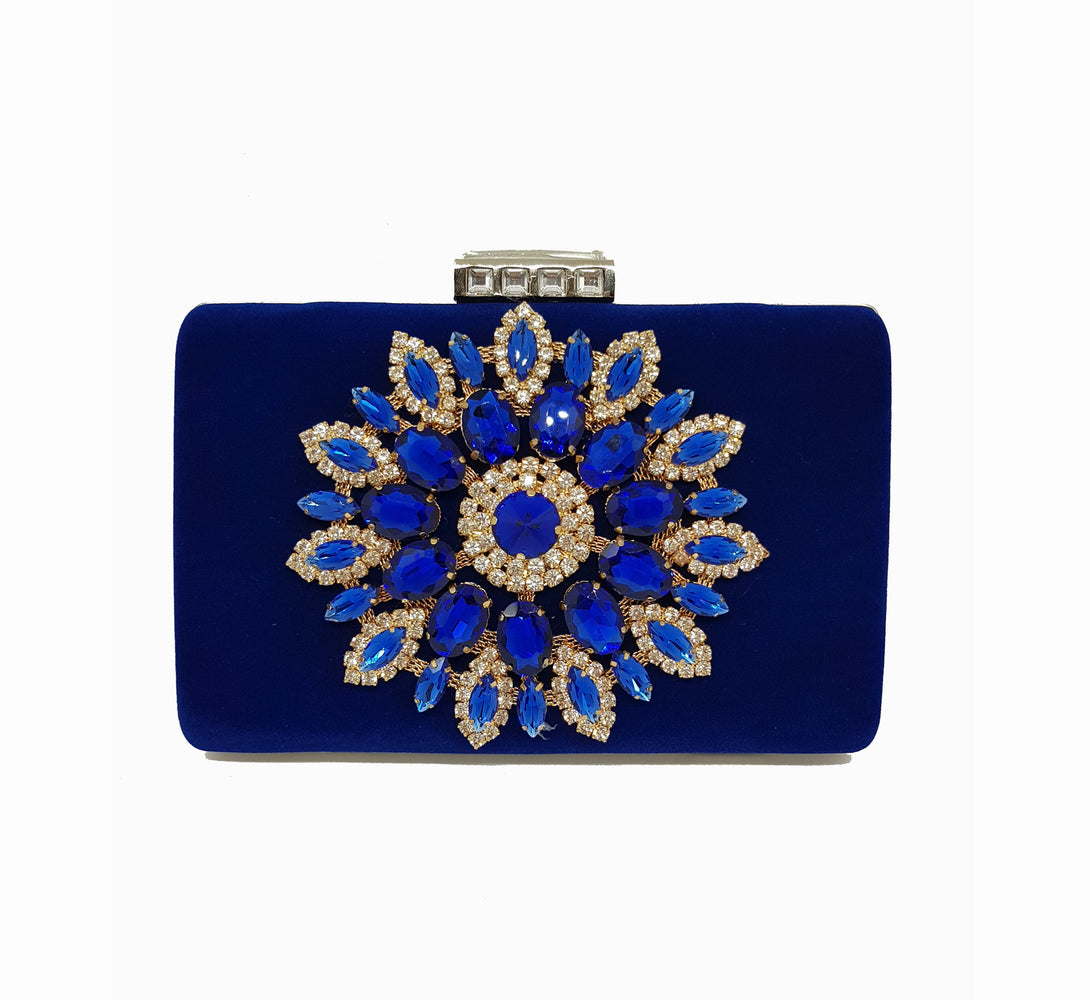 rhinestone embellished blue suede