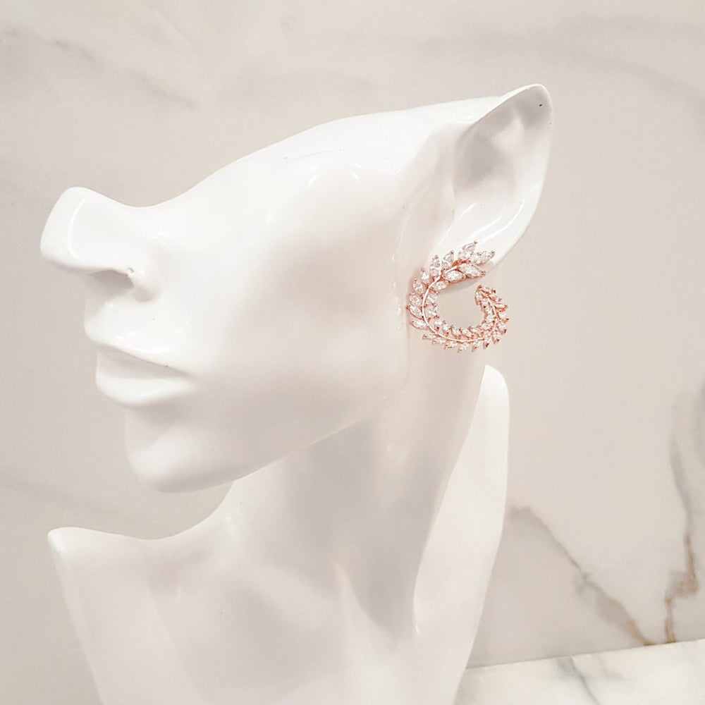 Ladies Rose Gold bridal earrings, perfect for a wedding 