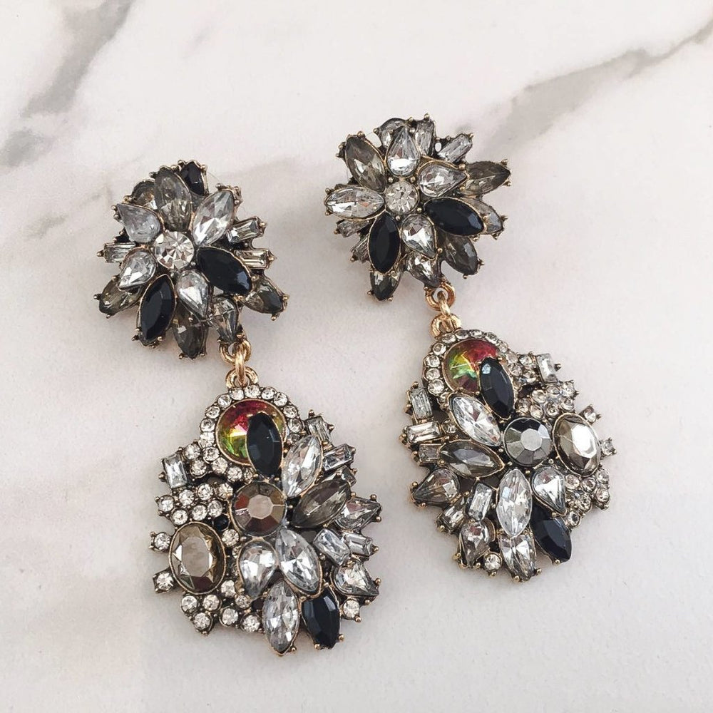 Black and rhinestone earrings cheap