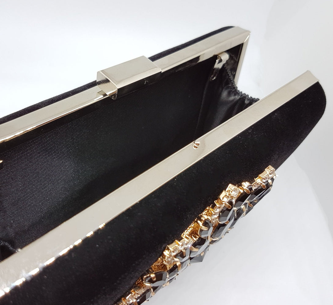 TORA Black Jewel Clutch Bag