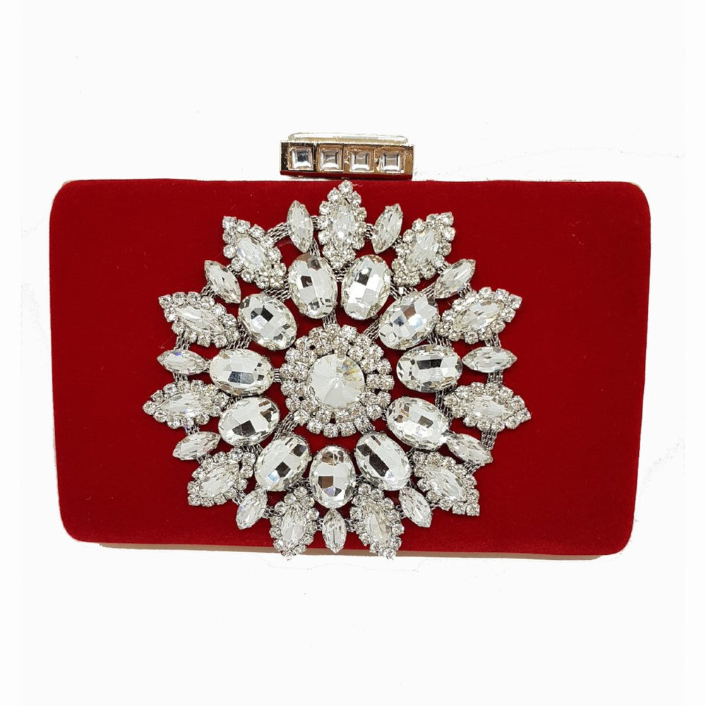 suede clutchbag red