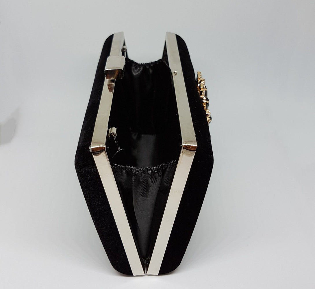 TORA Black Jewel Clutch Bag