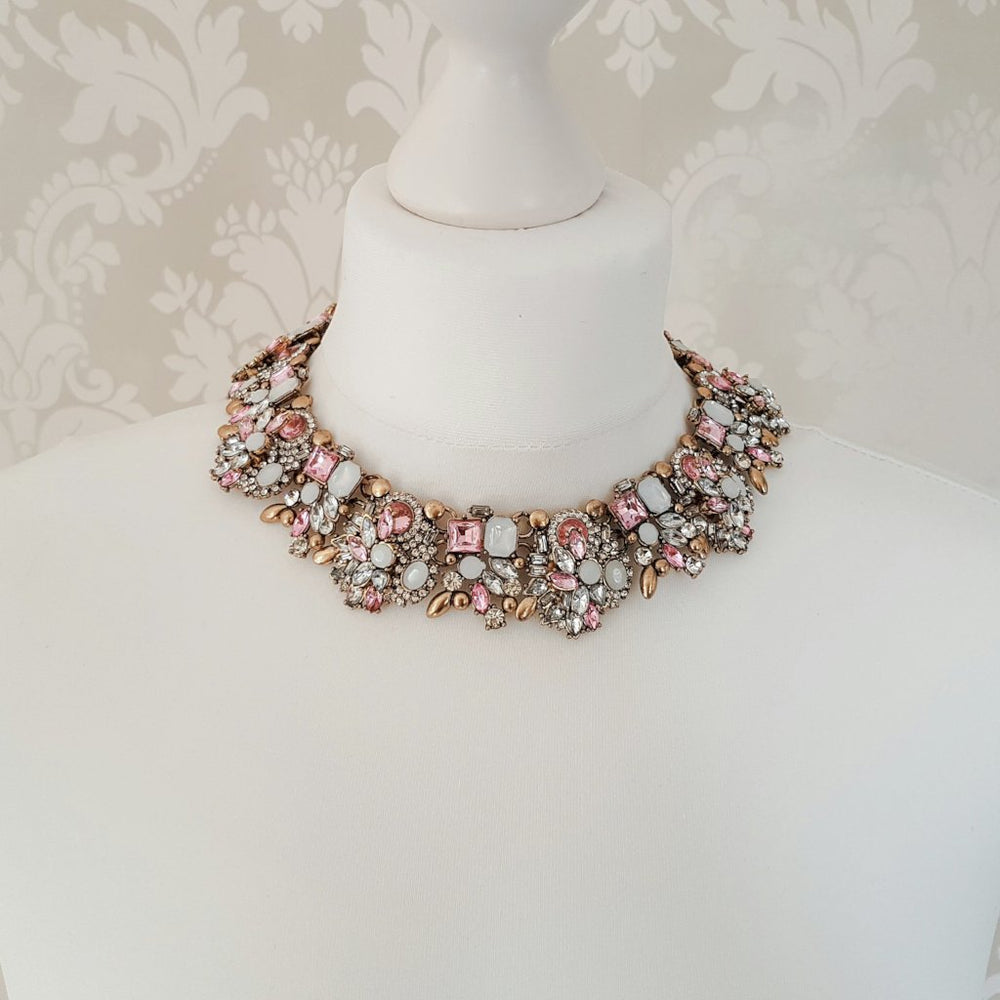 rhinestone pink necklace