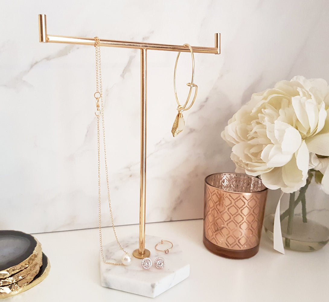 Marble & Rose Gold Jewellery Stand | Jewellery Stand