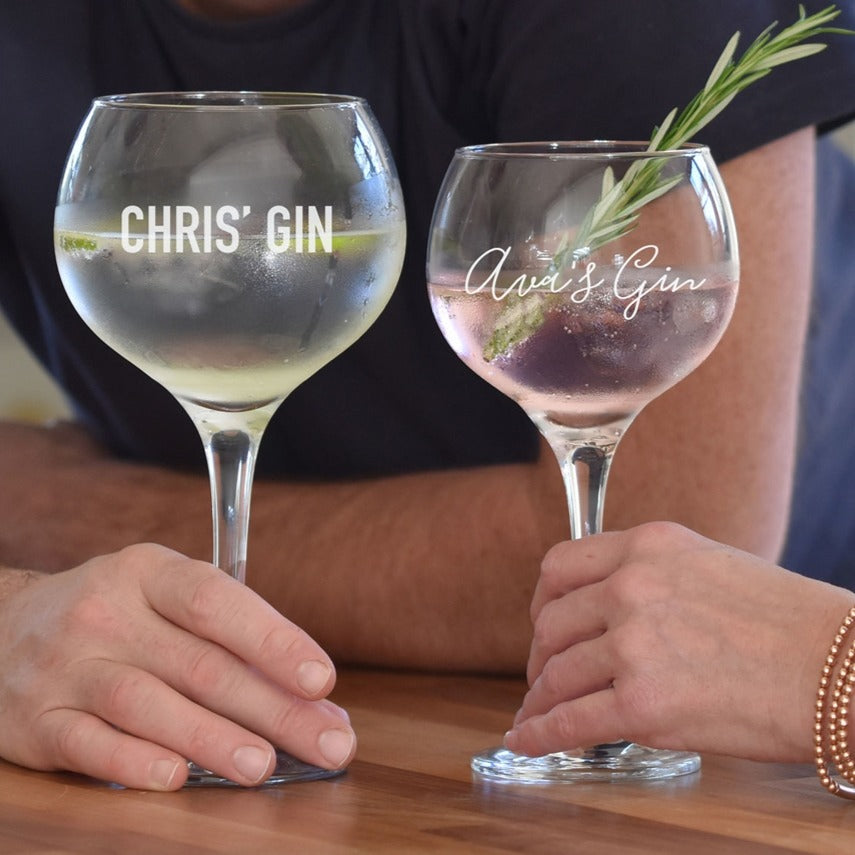 his and her gin glasses