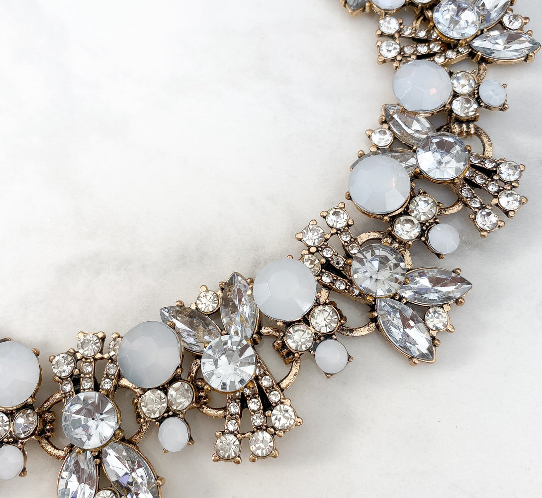 ANYA White & Gold Statement Necklace