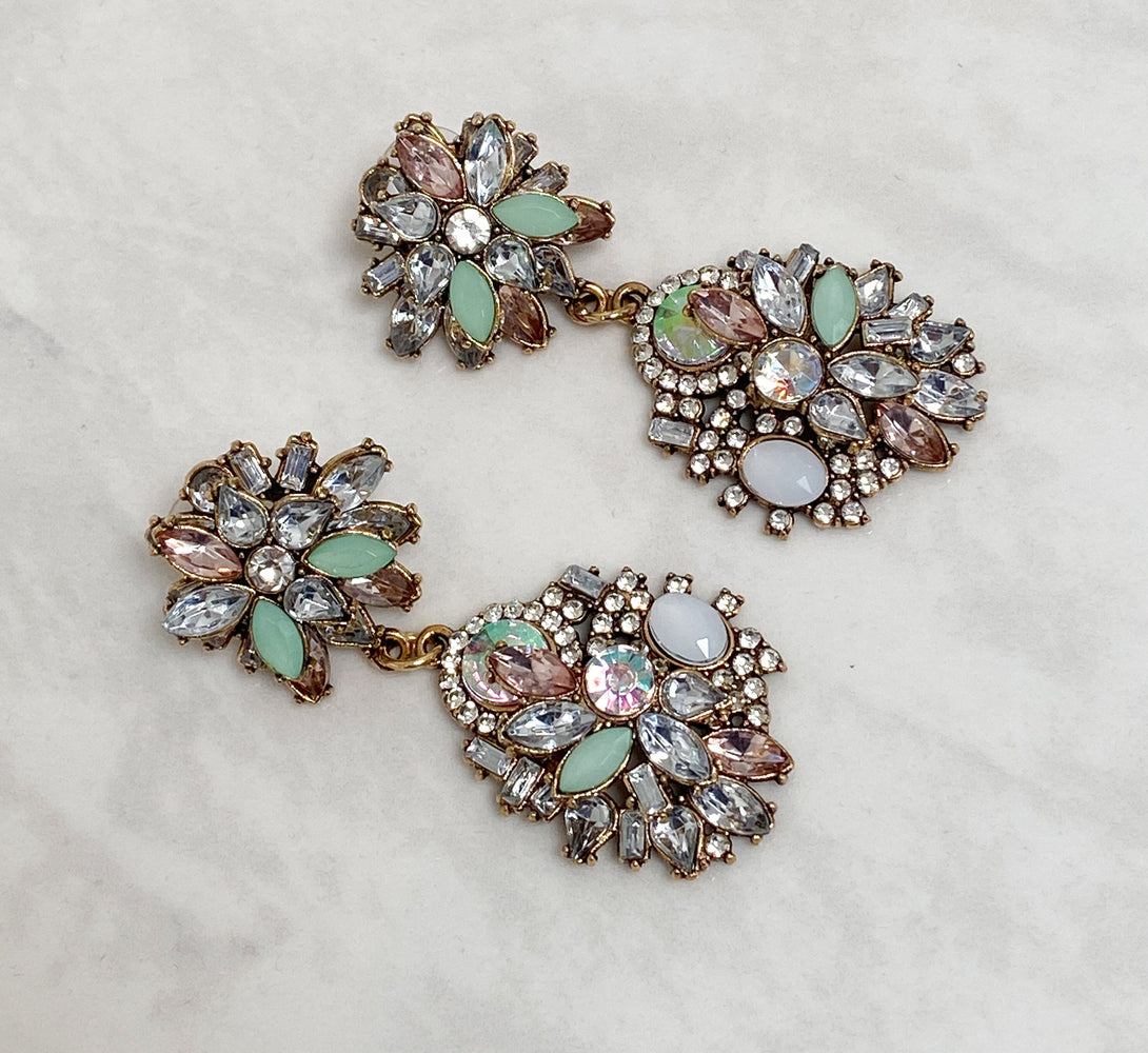 Mint green dangle earrings for women