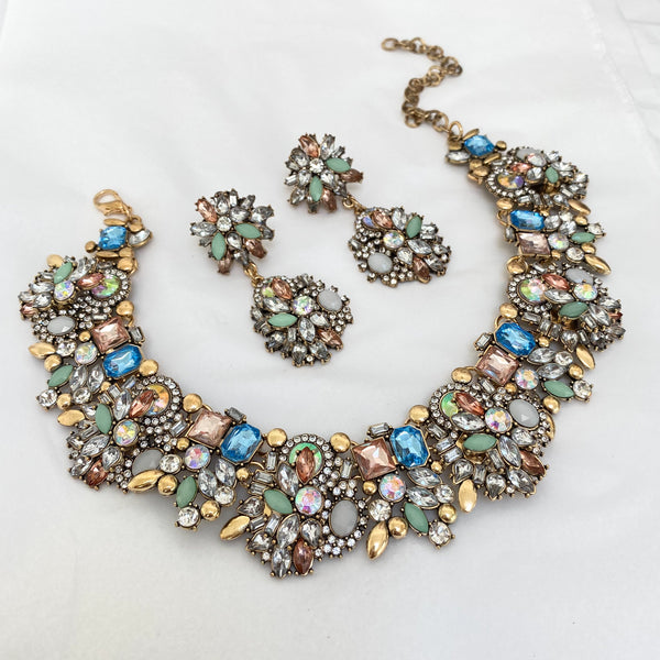 ASHA Pastel Mint Necklace & Earring Set