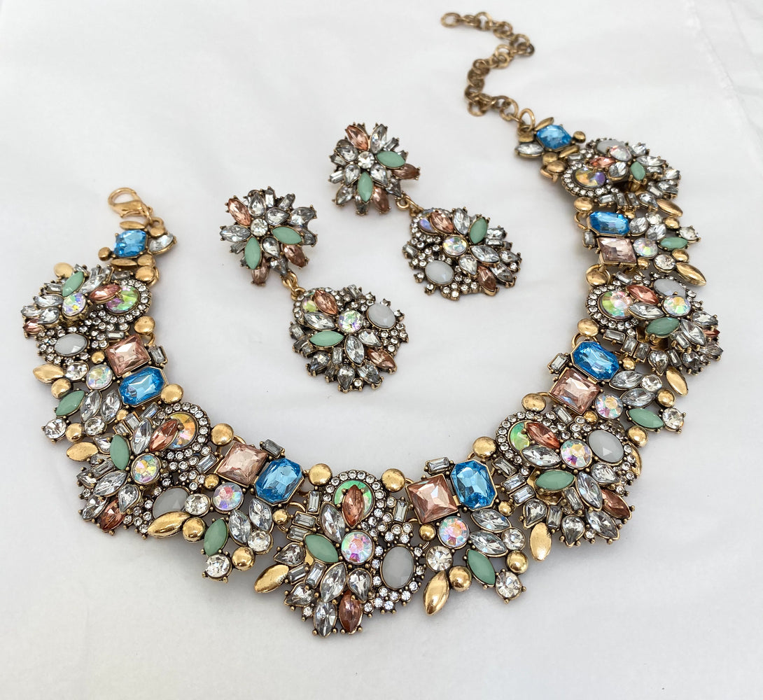 pastel statement necklace and earring necklace set