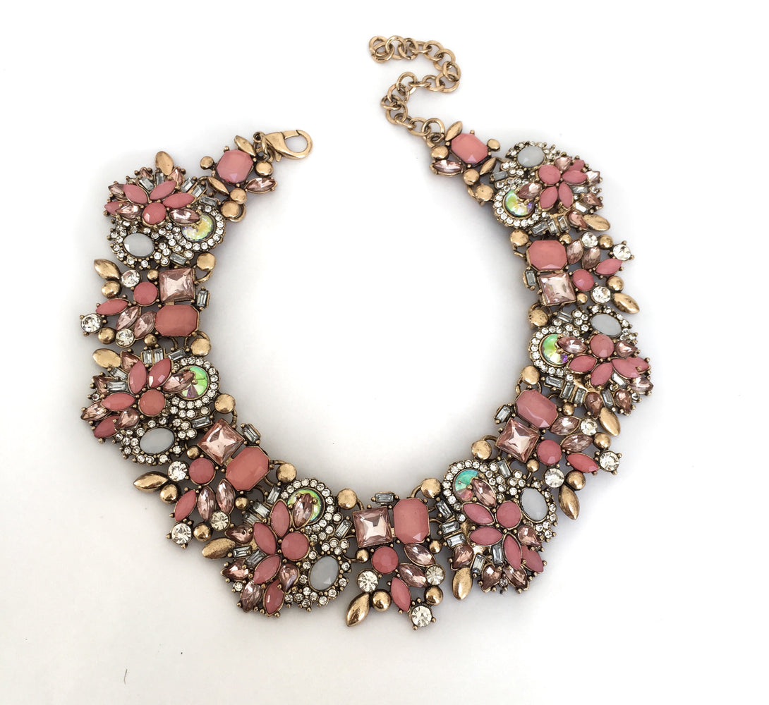 Womens's Pink and Gold choker necklace