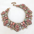 Pink and gold rhinestone choker necklace for her