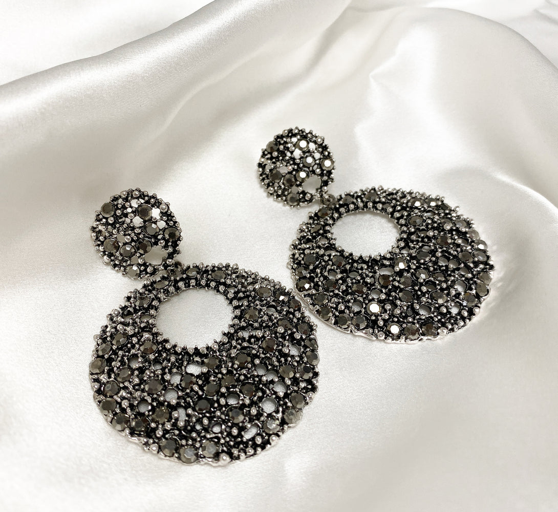AMICA Grey Disc Statement Earrings