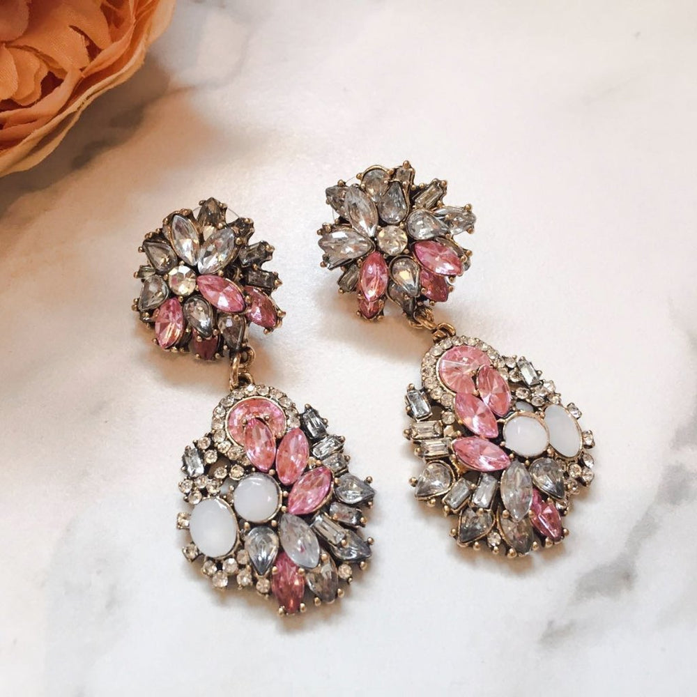ALISSA Pink Rhinestone Earrings
