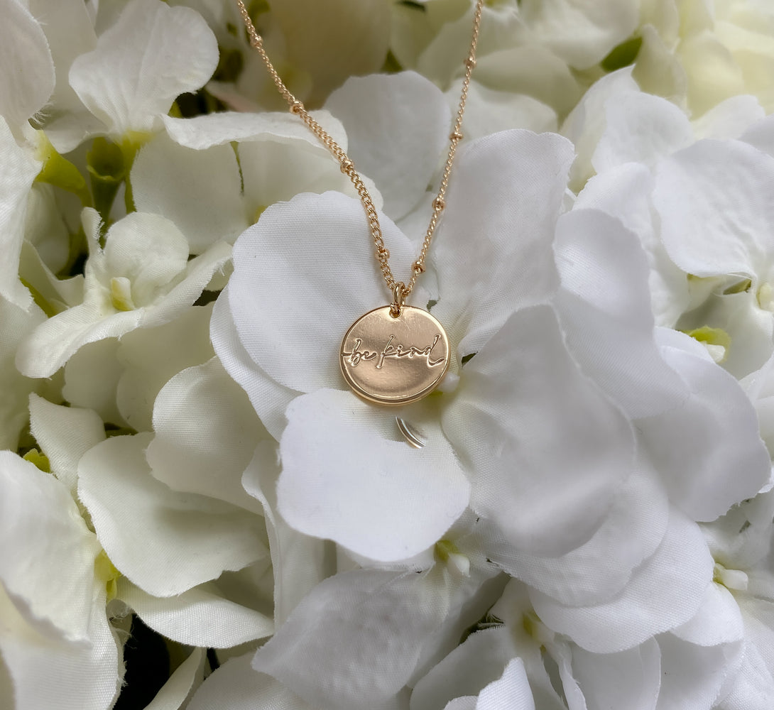 Engraved gold disc dainty pendant Necklace