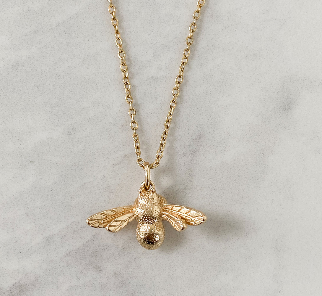 Gold bumble bee necklace