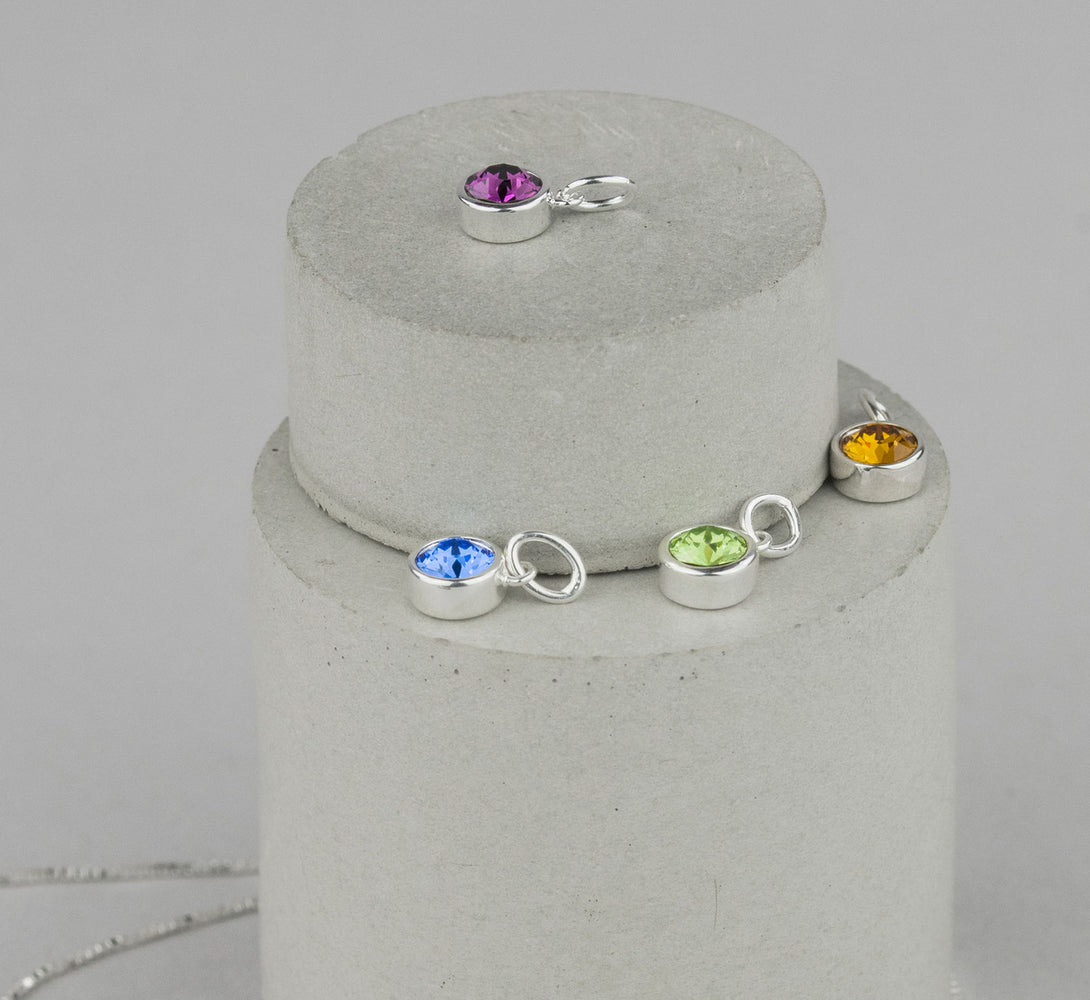 Silver Personalised Birthstone Necklace Swarovski Crystal