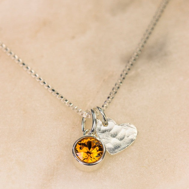 Sterling Silver Initial Swarovski Birthstone Necklace