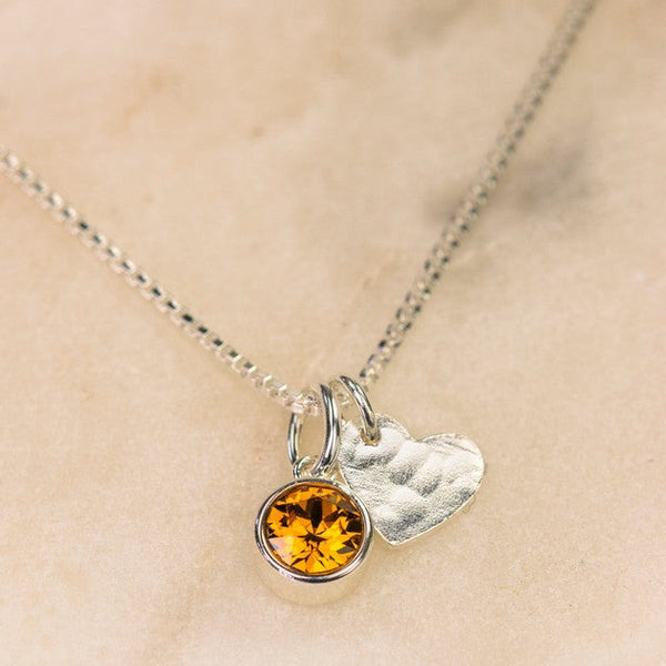 Sterling Silver Initial Swarovski Birthstone Necklace