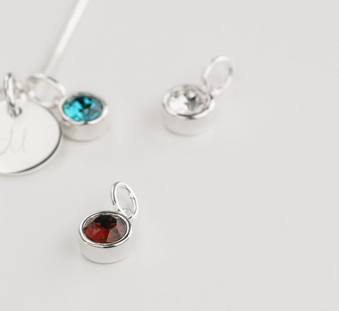 Sterling Silver Initial & Birthstone Necklace