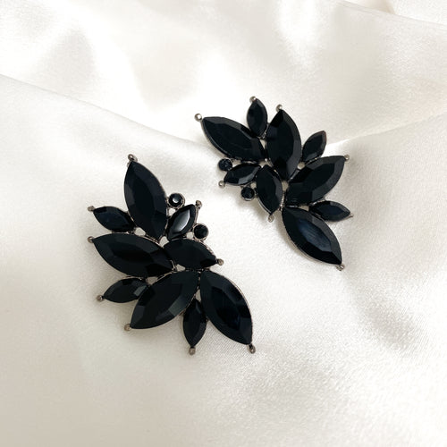 ADE  Rhinestone Petal Earrings - Blue / Black