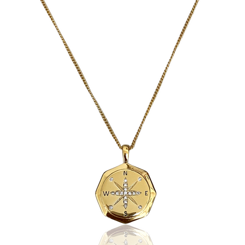 Gold Compass Pendant Necklace