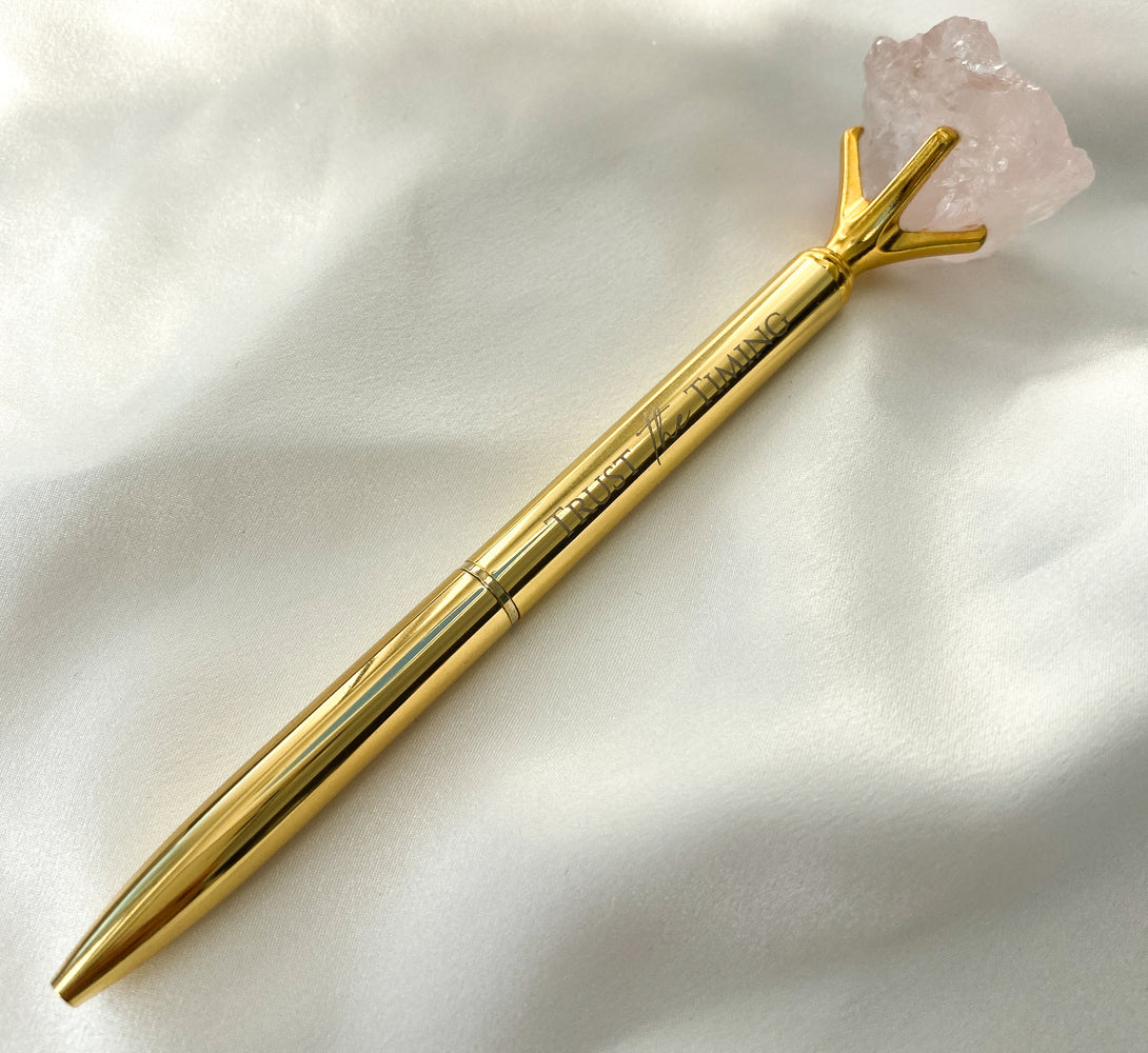 Rose Quartz Crystal Pen (Gold/ Silver/ Rose Gold)