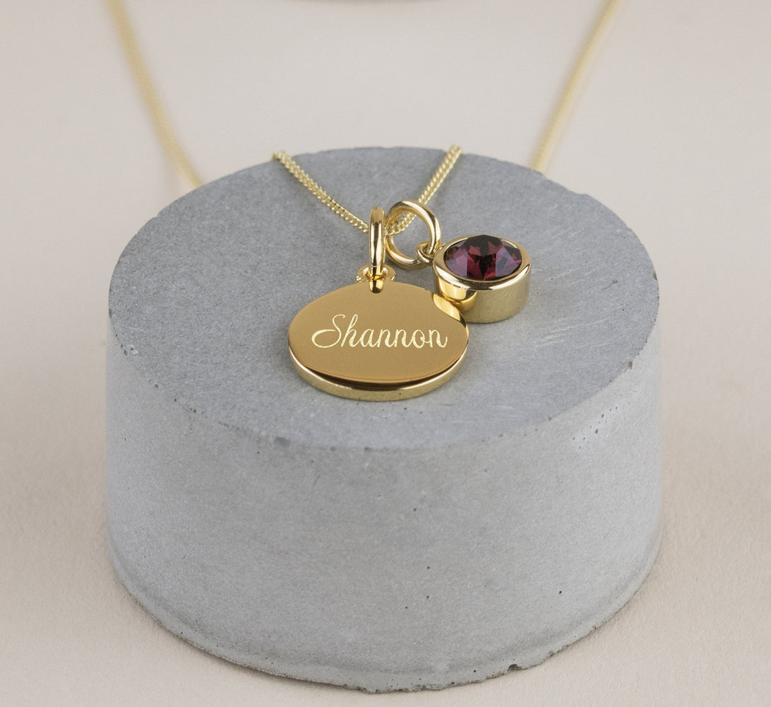 Personalised gold necklace with Crystal birthstone