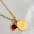 Gold Personalised Disc Birthstone Necklace