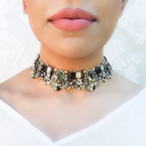 black and gold luxury choker necklace
