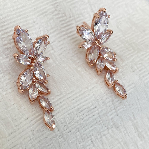 Rose gold bridal earrings