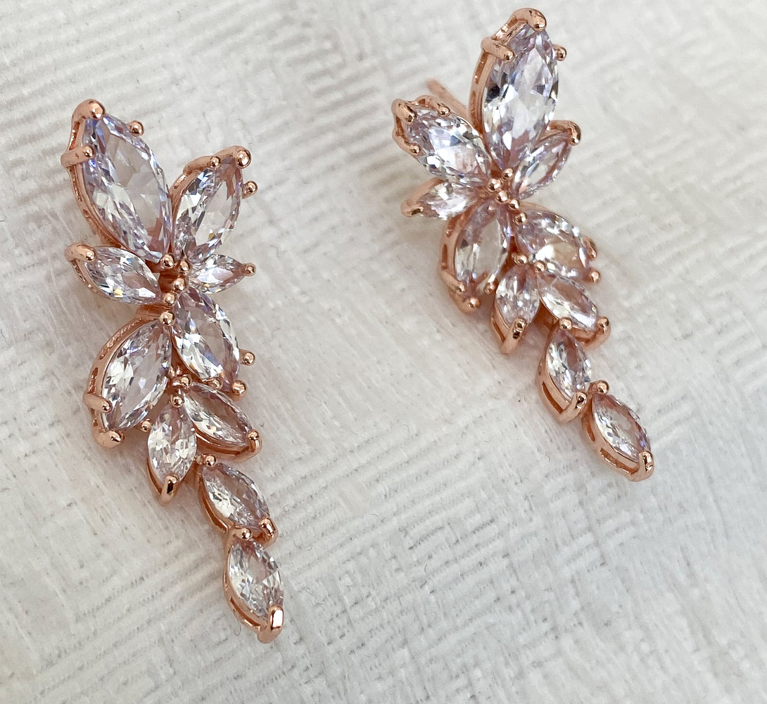 Rose gold bridal earrings