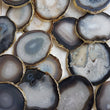 black and grey agate crystal coasters with gold edge
