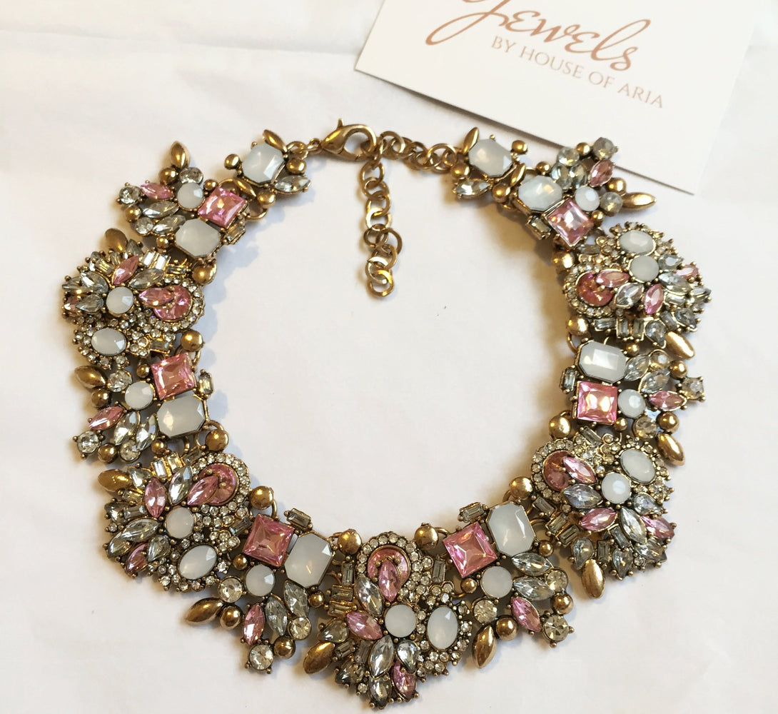 pink and gold choker necklace