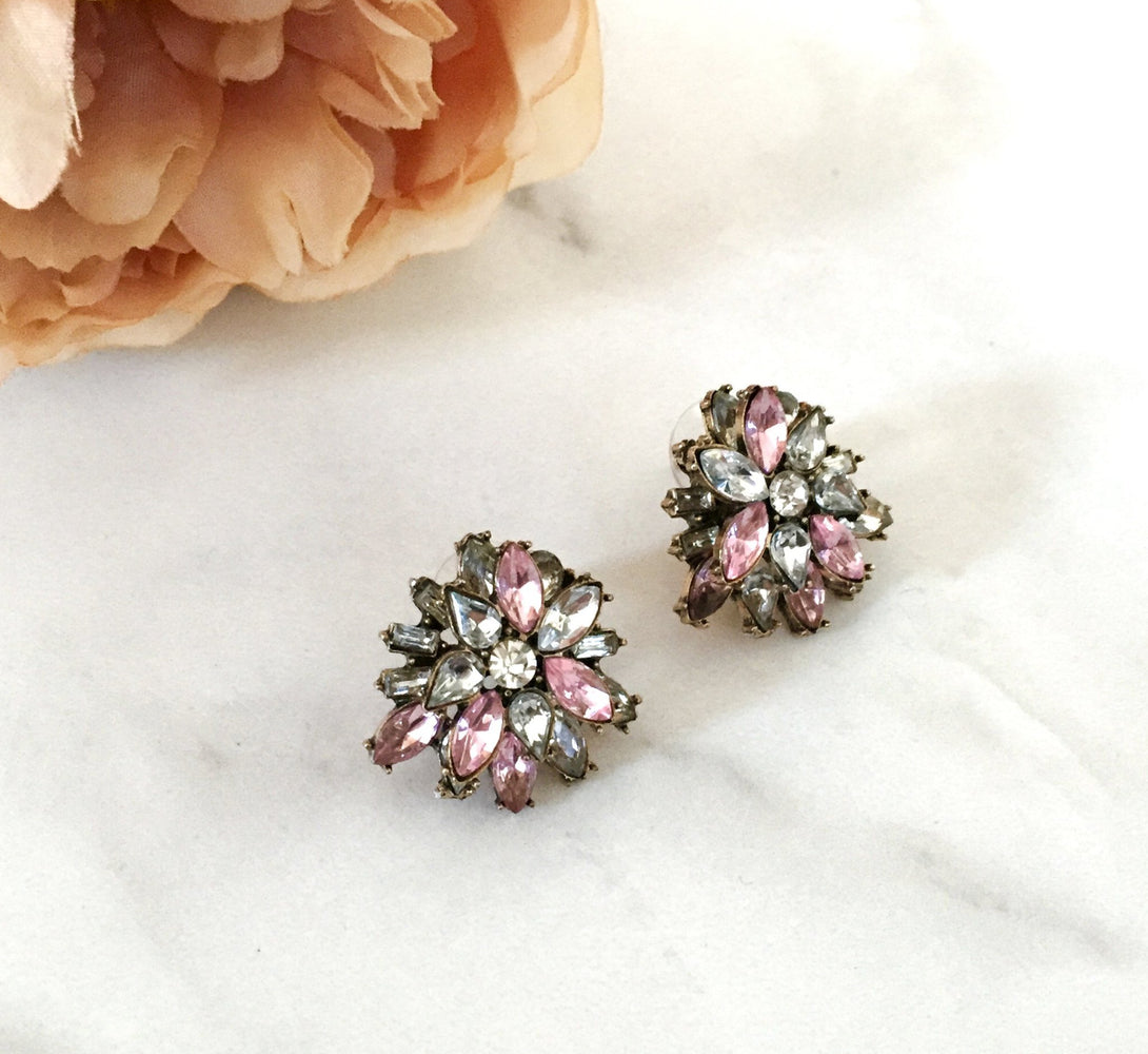 ALISSA Pink & Gold Stud Earrings