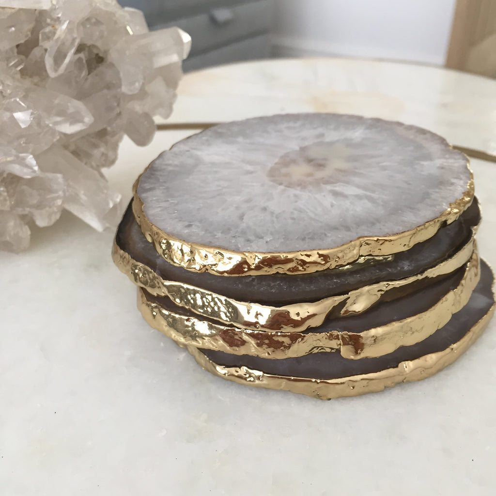 Agate Crystal Coasters Gold Edge House of Aria
