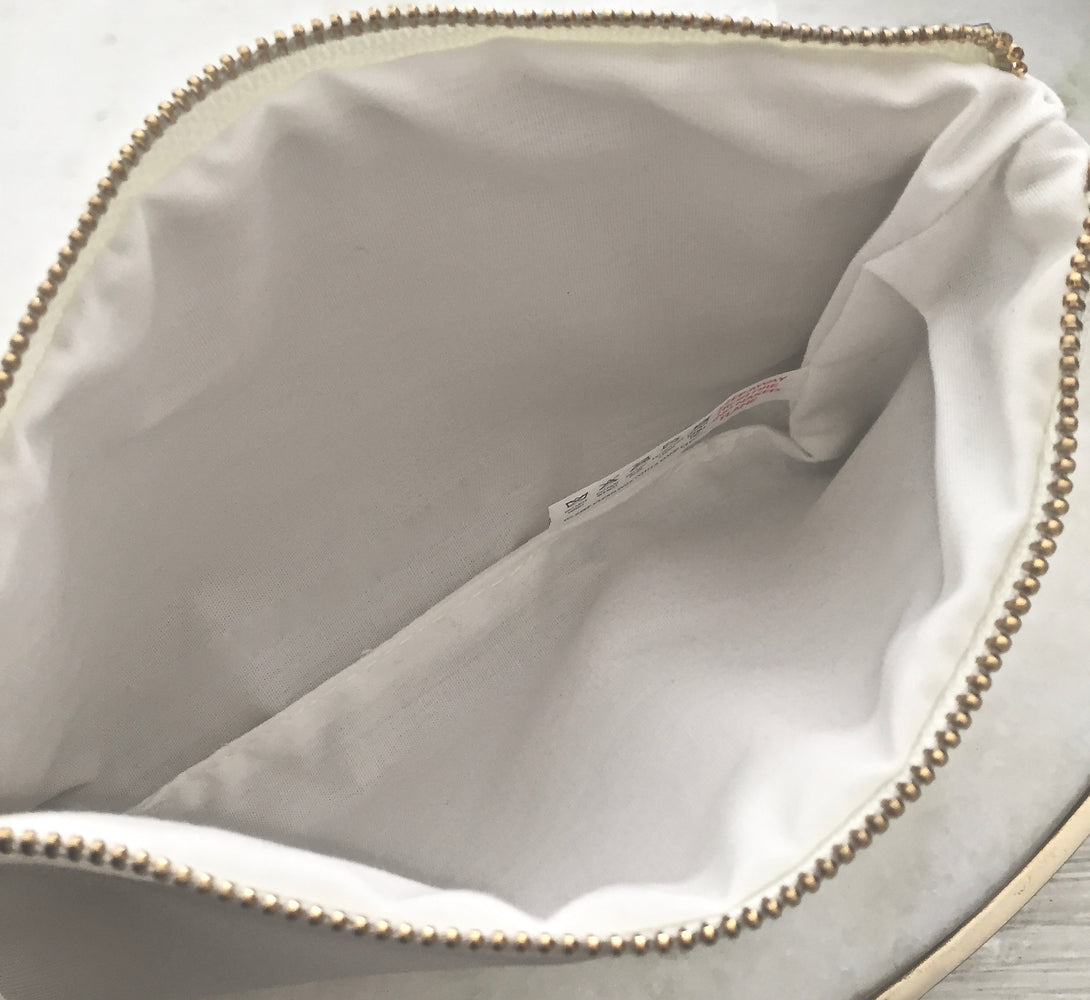 White and shop gold makeup bag