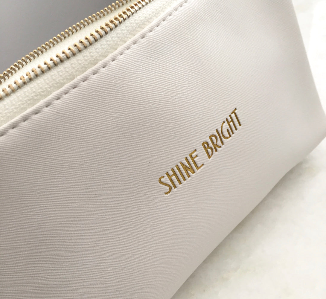 White & Gold Shine Bright Cosmetics Bag