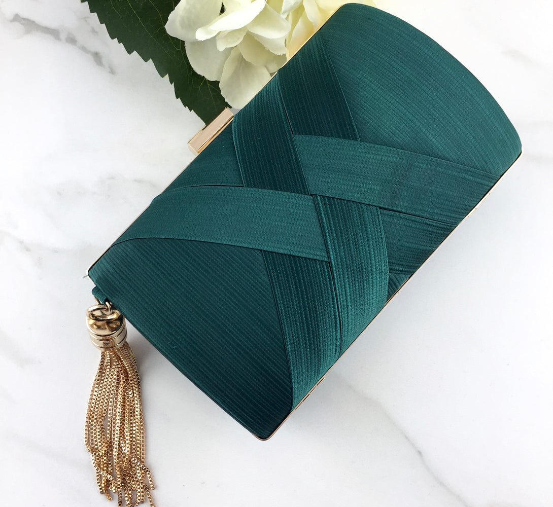 ROKA Emerald Tassel Clutch Bag