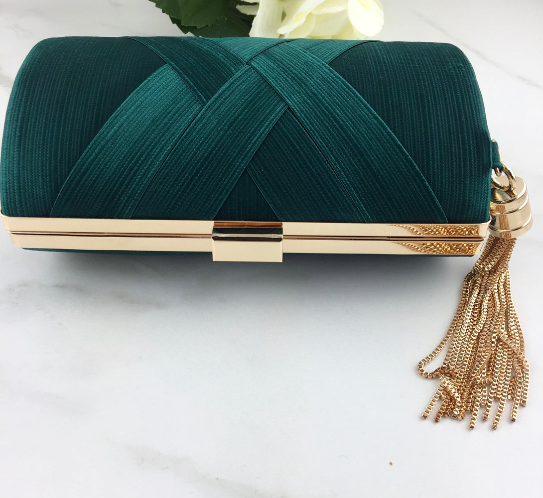 ROKA Emerald Tassel Clutch Bag