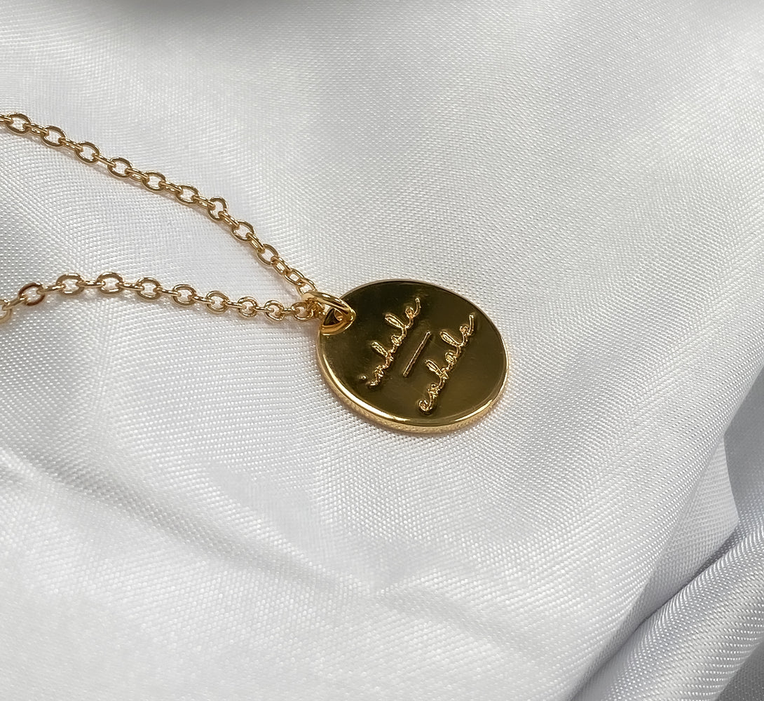Inhale Exhale Gold Pendant Necklace