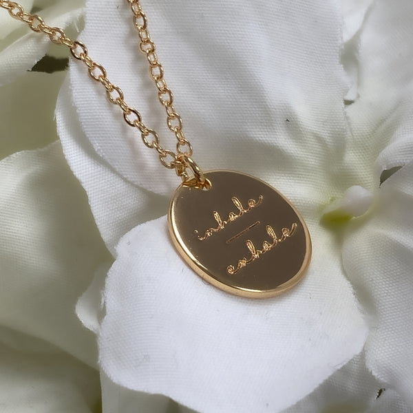 Inhale Exhale Gold Pendant Necklace