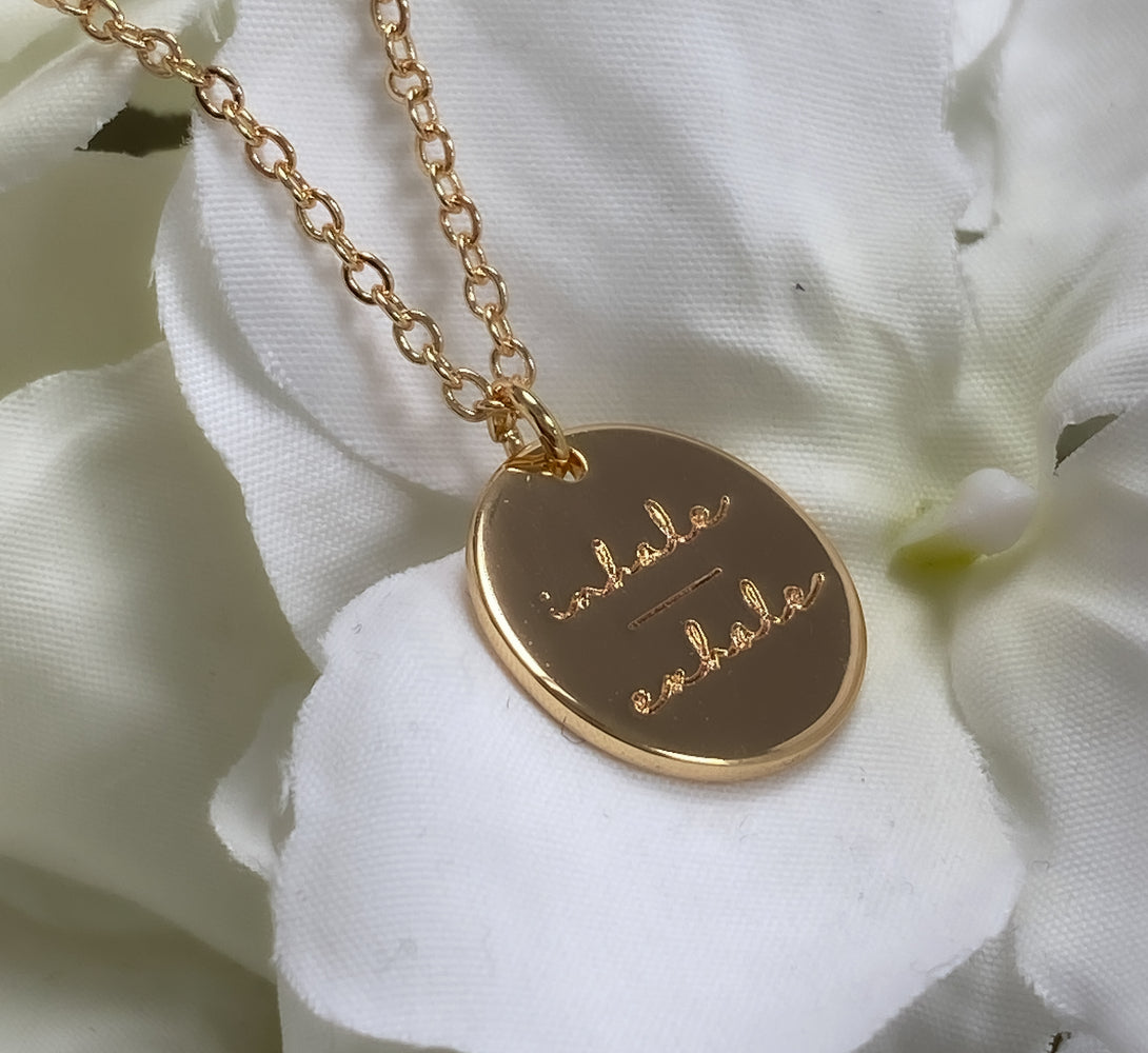 Inhale Exhale Gold Pendant Necklace