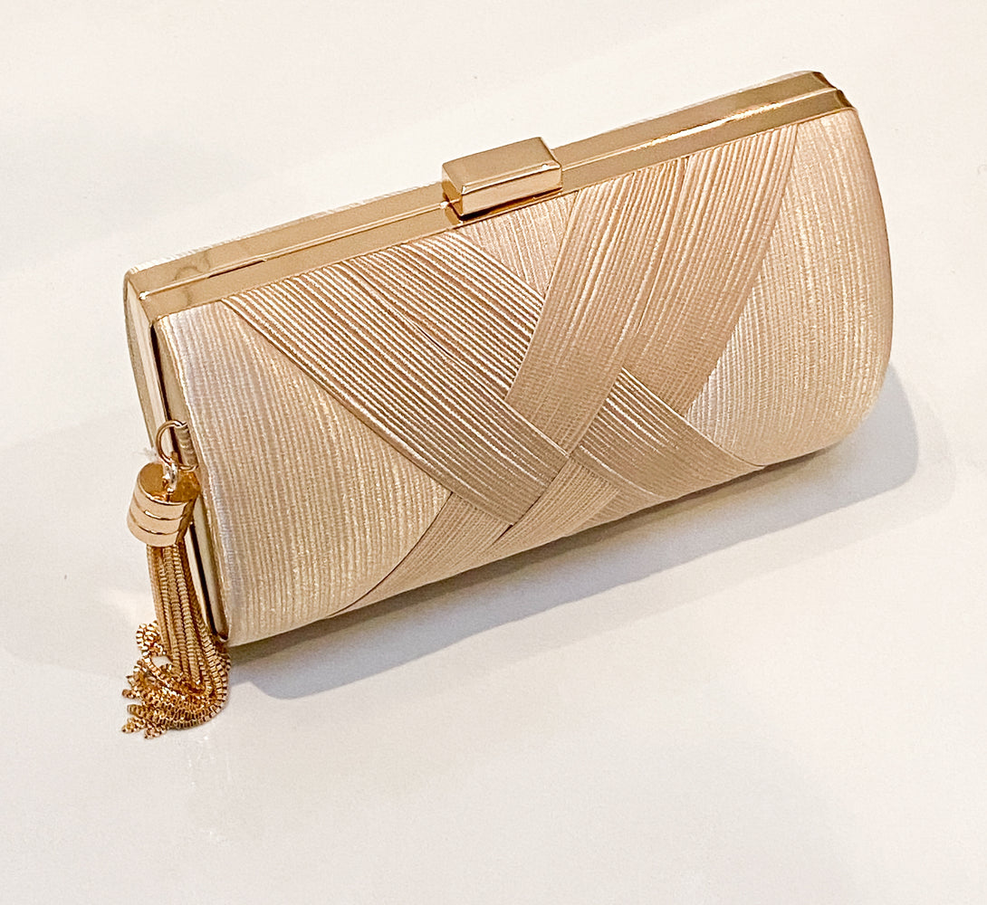 AARYA Gold Tassel Clutch Bag