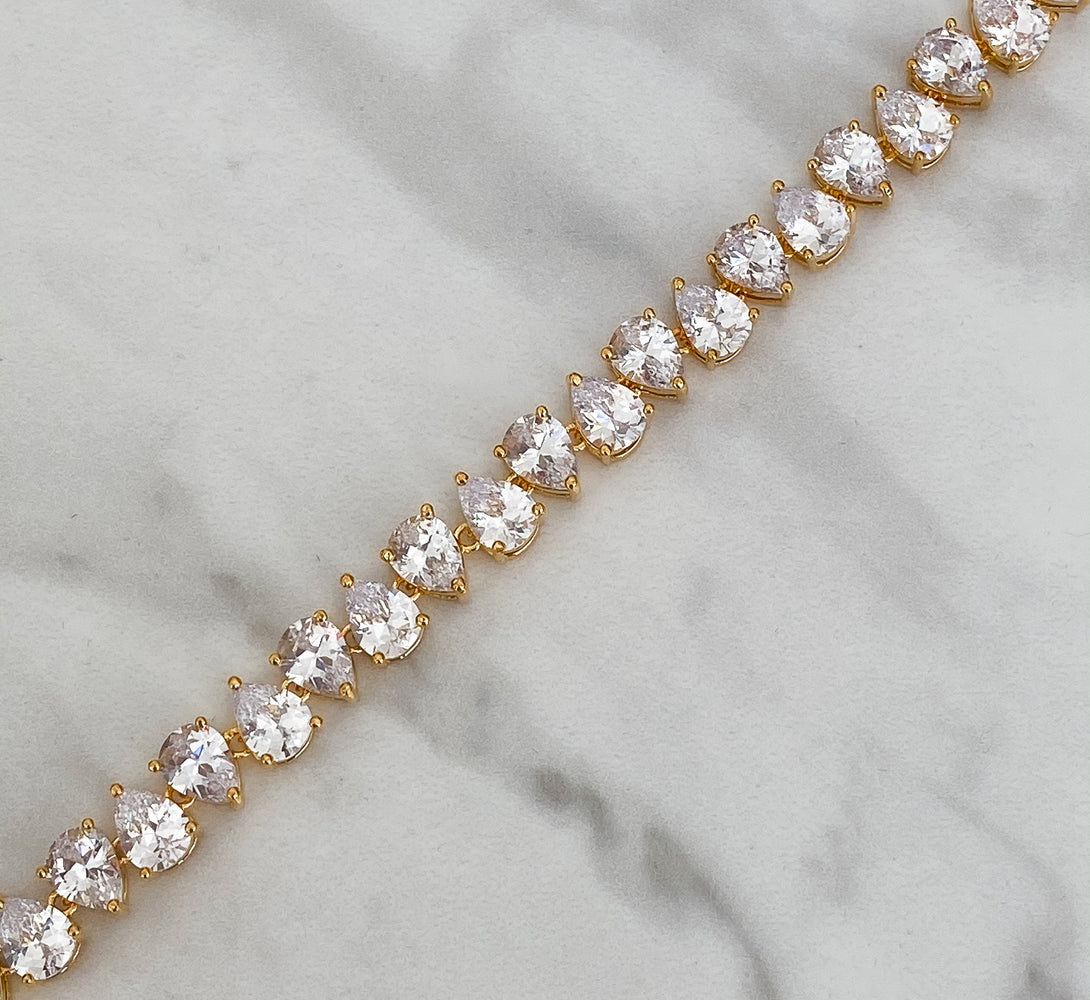 MYA Crystal Tennis Choker Necklace (White Gold & 14k Gold Plated)